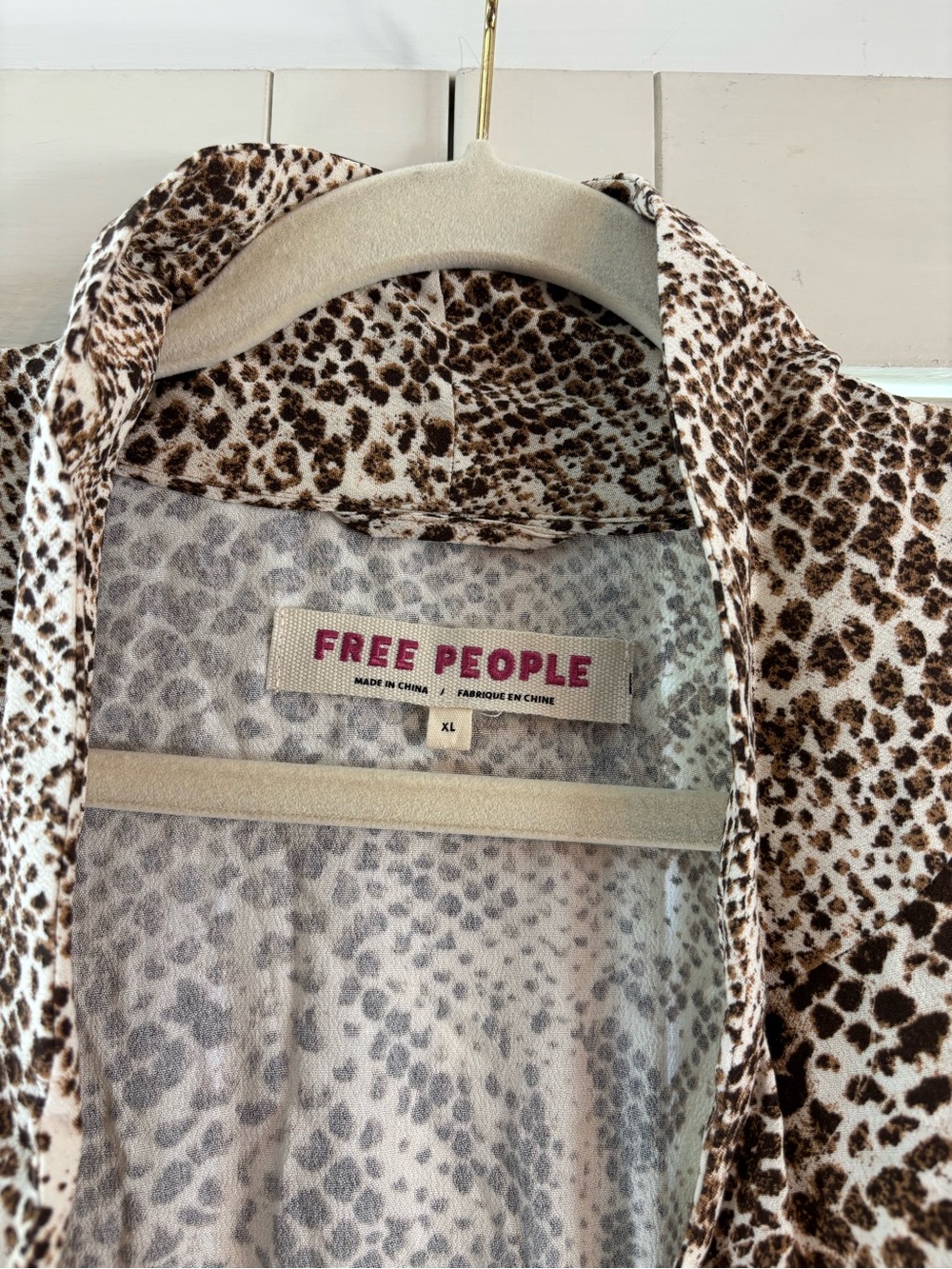 Free People Neutral Snake-Print Long Duster Kimono